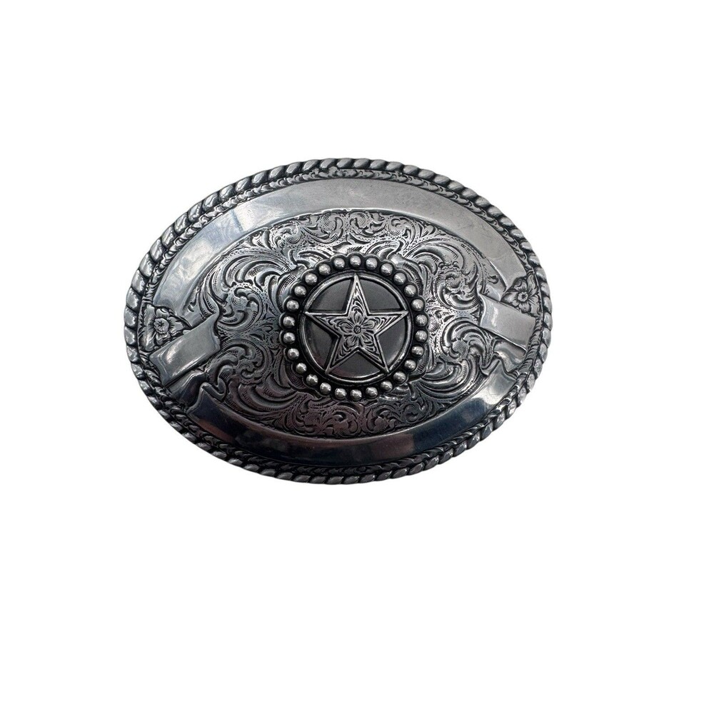Crumrine Texas Star Floral Swirl Ornate Western Belt Buckle Fast Shipping